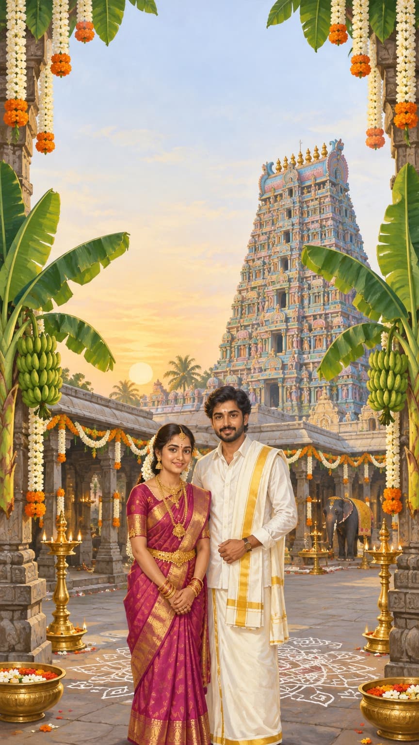 Illustration of a couple for Nila and Surya's wedding