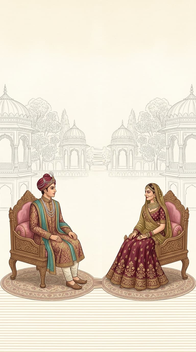 Illustration of a couple for Arjun and Vani's wedding